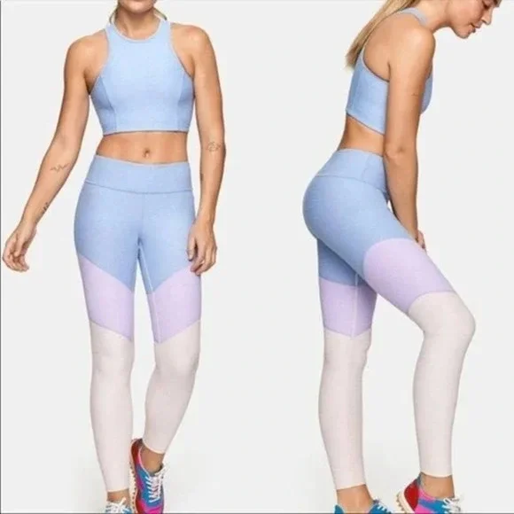 Outdoor Voices Leggings Medium Spring Lilac Colorblock 7/8 High Rise Workout - Picture 1 of 11